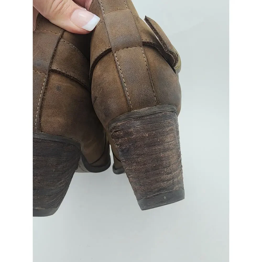 Jeffrey Campbell Ibiza Jonás Leather Brown Booties Size 9.5 Womens